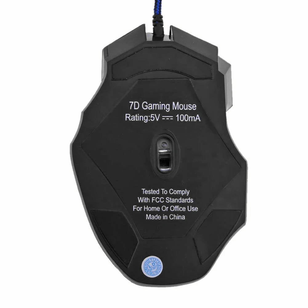 Ratón gaming con cable, retroiluminación de 7 colores, 5500 DPI ajustables, ratón óptico negro con cable para ordenador, gaming, PC y escritorio