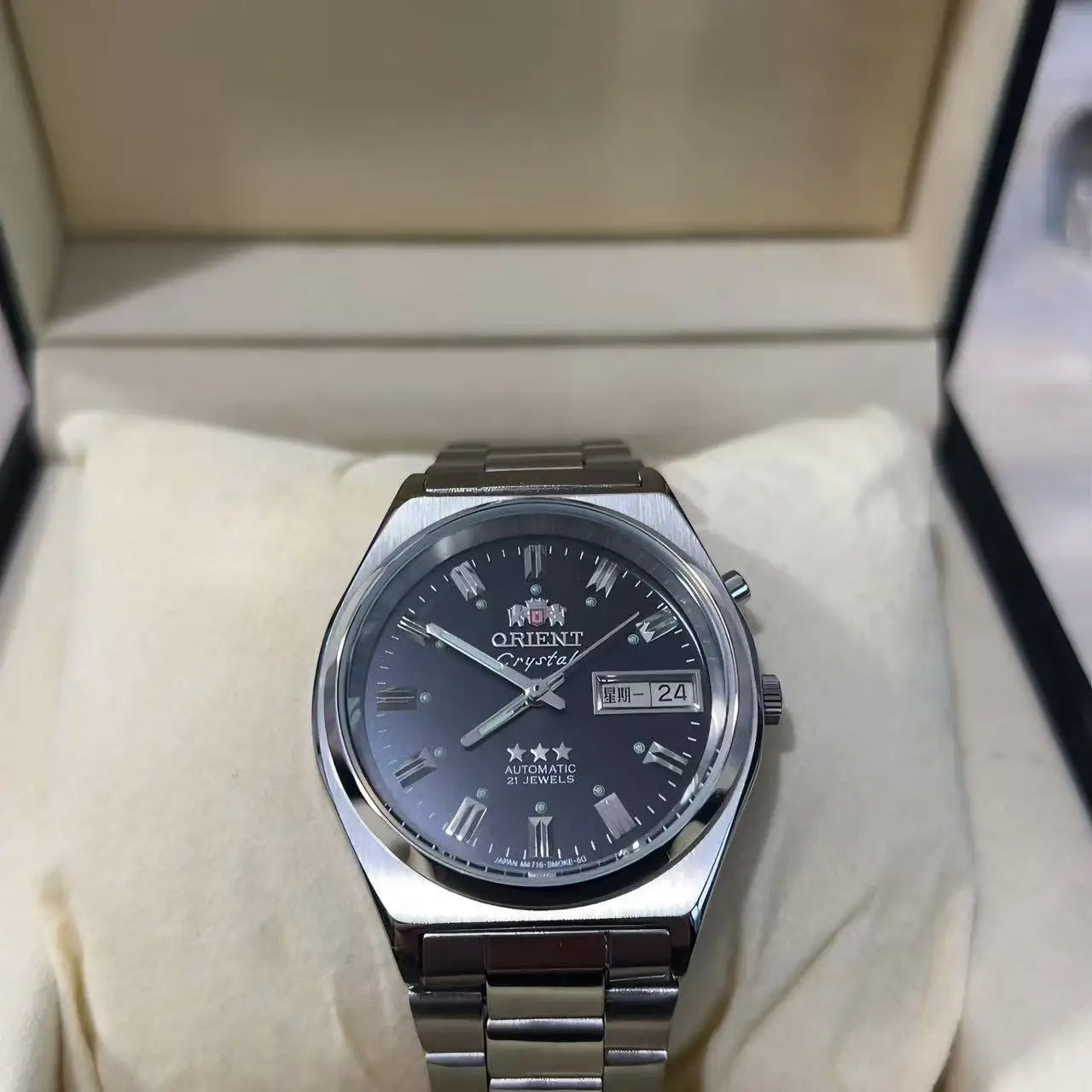 Unisex Orient Mechanical Watch Steel Strap Folding Clasp Full Function World Time Watch Series 35MM