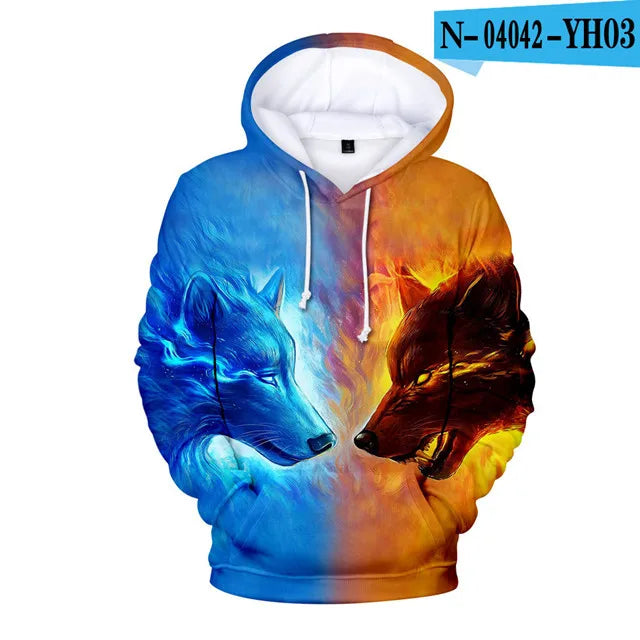 Cool Space Galaxy Wolf Hoodie Hoodies Men Bright Wolf Fashion Handsome Wolf Hoodies Spring Autumn Pullovers Sweatshirts Sweat