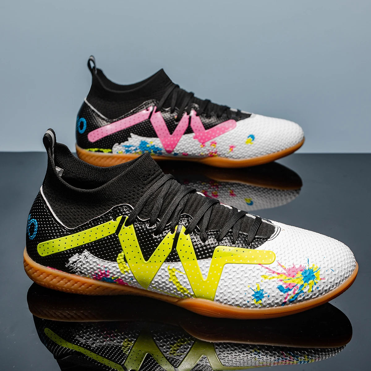 Men's Sports IC Indoor Flat Bottomed Football Shoes Adult High-Tops Wear-Resisting Training Shoes Teenagers Non-Slip Shoes