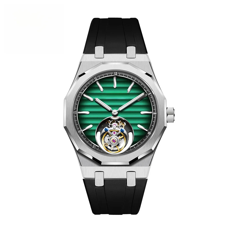 Raymondoya Men's Flying Tourbillon Movement Mechanical Automatic Luxury Watches Wristwatches Skeleton Watch Brand For Men Sapphire