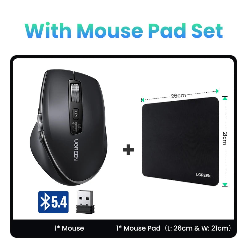 UGREEN Wireless Mouse Hyper-Fast Scroll Bluetooth 5.4 2.4G Ergonomic 5000DPI for MacBook Tablet Laptops Computer PC Mice