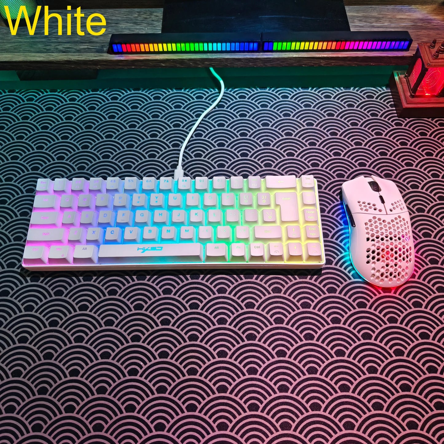 Portable HXSJ 60% RGB gaming keyboard and mouse set 68-key wired membrane keyboard 3-mode lightweight wireless mouse for PC Mac