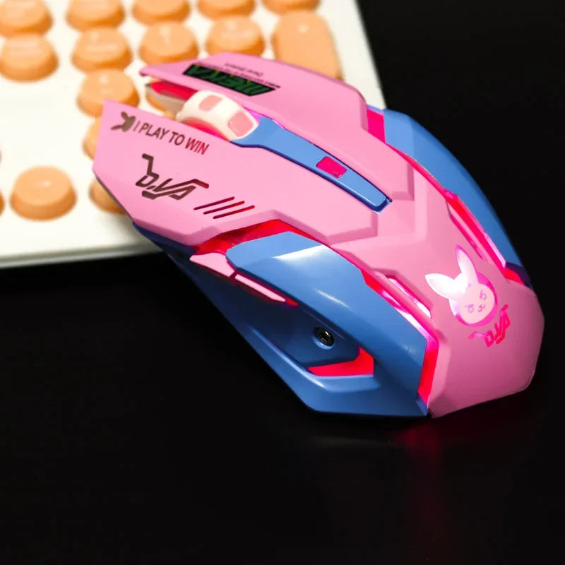 Wireless Mouse New Overwatch Pioneer LUNA Game Wireless Mute Charging Mouse Colorful Wireless Optical Mouse Purple