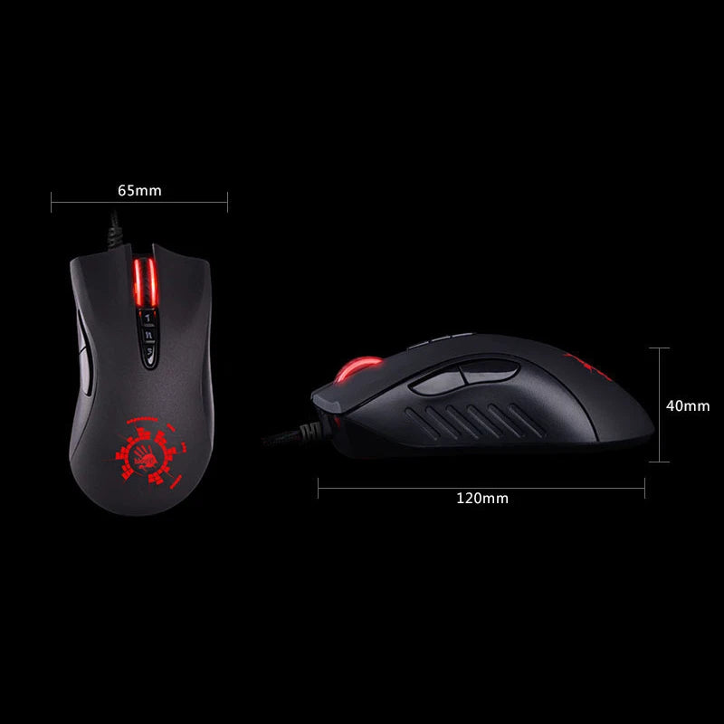 A4TECH Bloody A91 Gaming Mouse,4000 DPI,Drag Click,1000HZ,6666FPS,8 Buttons,Metal X' Glide Armor Boot,Over 20 million clicks