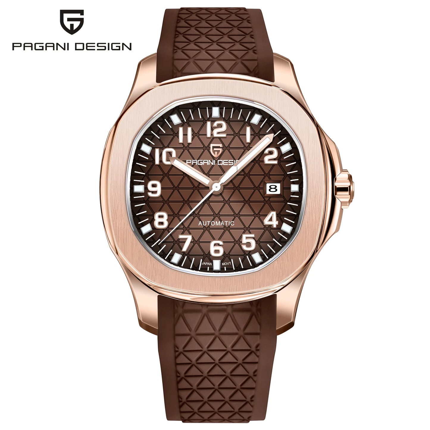 PAGANI DESIGN 2026 New Men's Watches Rose Gold Top Luxury Automatic Watch For Men Barrel dial Steel Mechanical Wristwatch Men