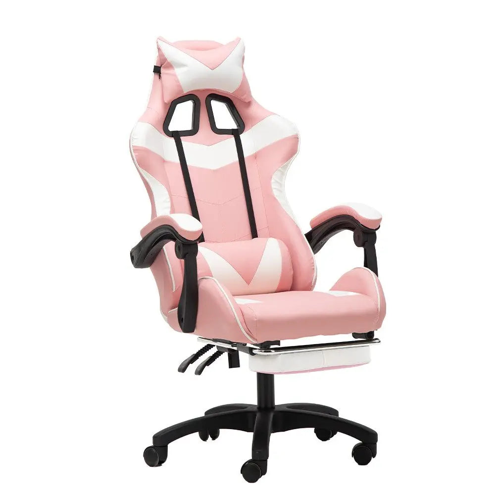Gaming chair Gaming armchair Height Adjustable Office Chair with Adjustable Recumbent Function with Cat Ears and Pillows