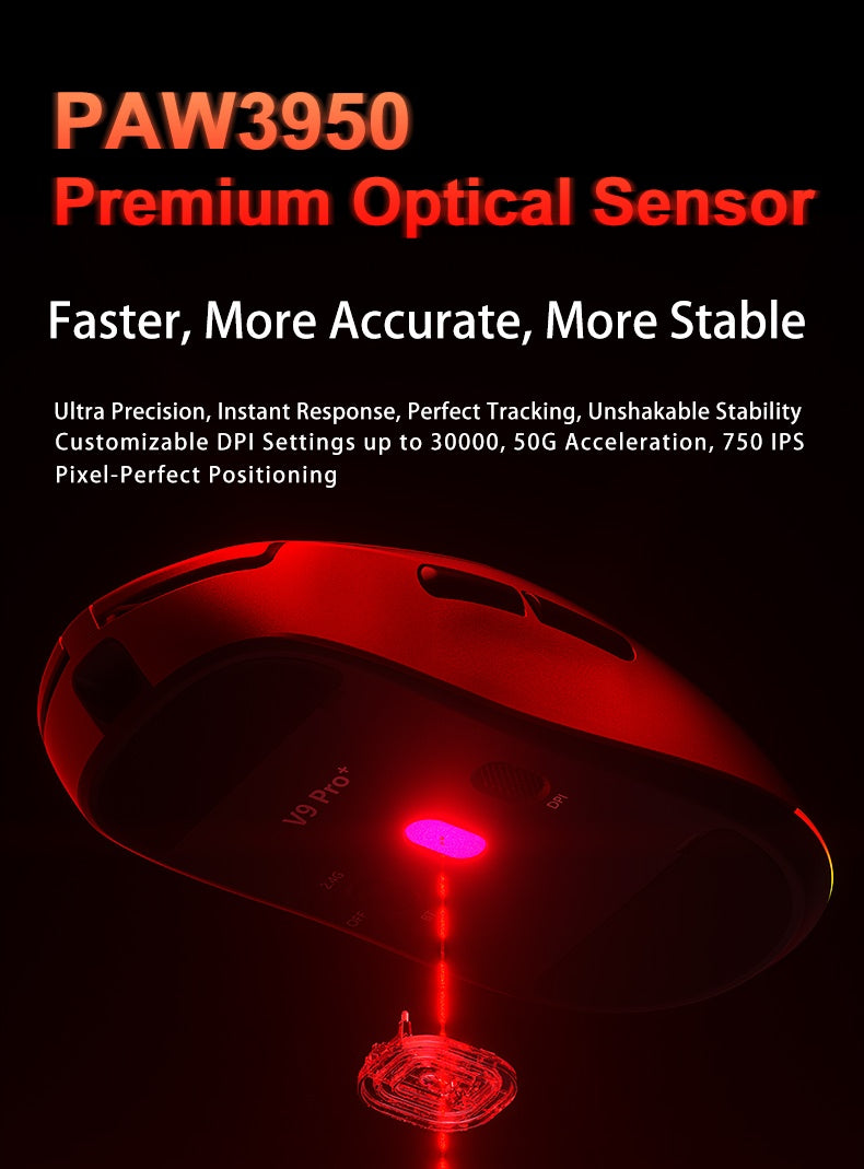 Aula V9 Ultra Wireless E-sports Gaming Mouse Double 8k 3mode PAW 3950 8k 55g Lightweight Ergonomic Mouse Custom PC Accessory