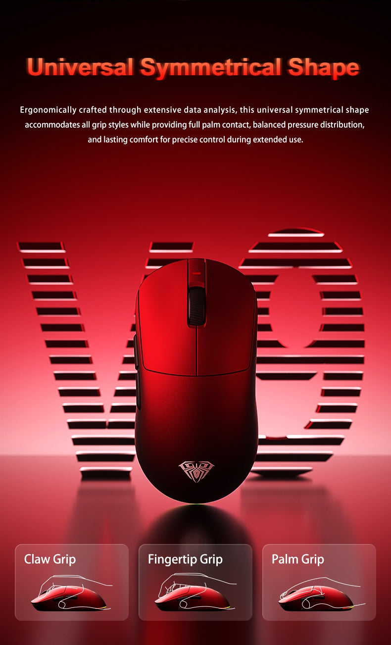 Aula V9 Ultra Wireless E-sports Gaming Mouse Double 8k 3mode PAW 3950 8k 55g Lightweight Ergonomic Mouse Custom PC Accessory
