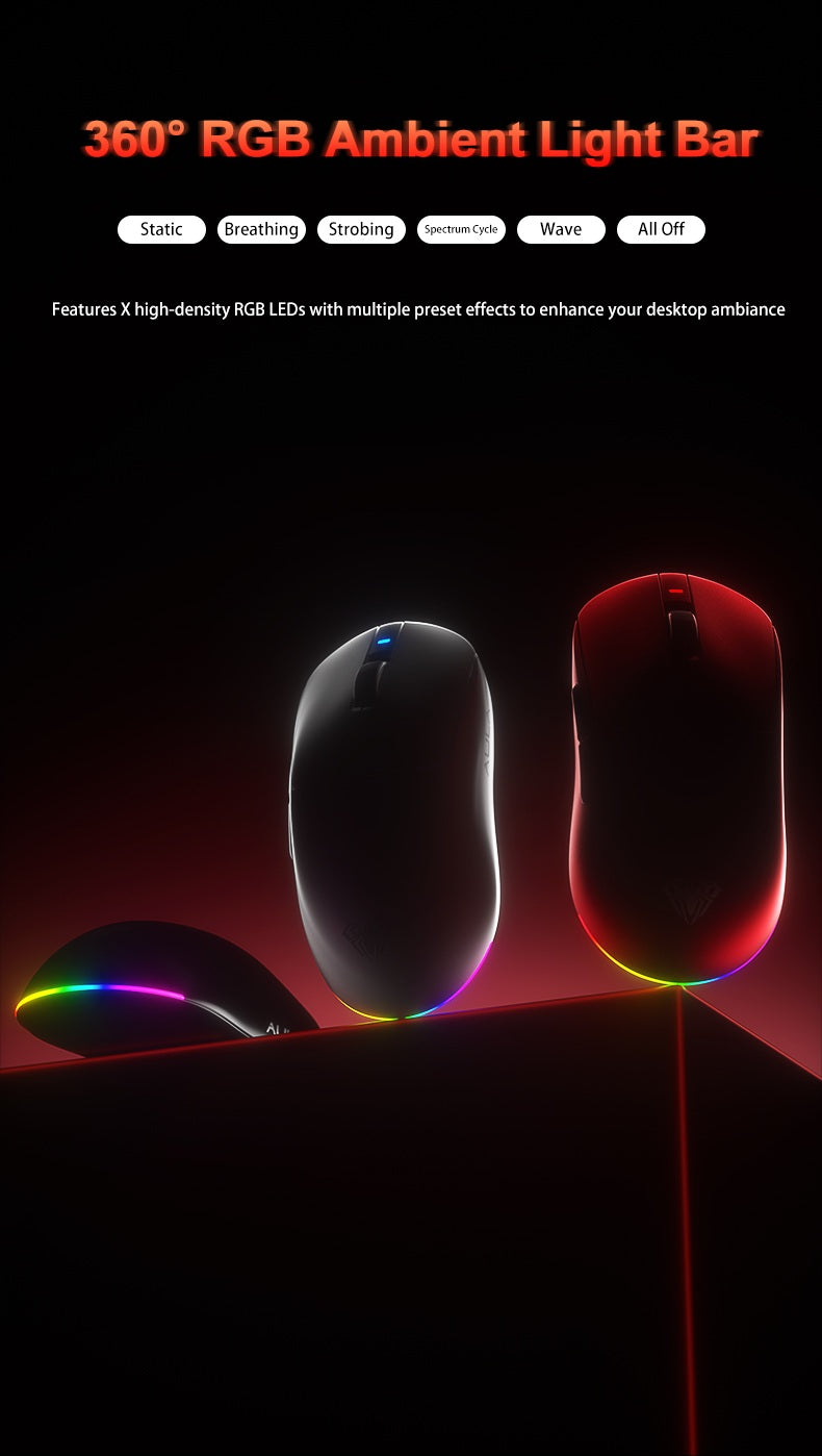 Aula V9 Ultra Wireless E-sports Gaming Mouse Double 8k 3mode PAW 3950 8k 55g Lightweight Ergonomic Mouse Custom PC Accessory
