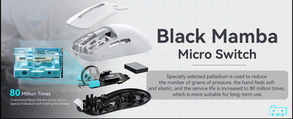 ATTACK SHARK X6 49g SUPERLIGHT Gaming Mouse With Charging Dock, PixArt PAW3395 Gaming Sensor, BT/2.4G Wireless/Wired, 26000 DPI