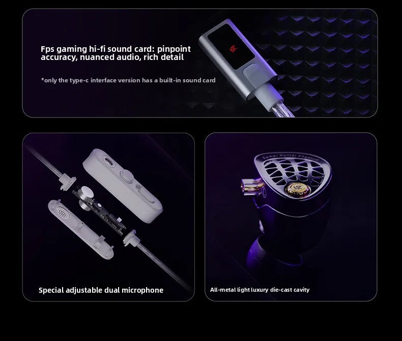 KZ Phantom HIFI In-Ear Gaming Earphone 4-Speed Custom Tuning Switch DSP Game Sound Card For PC Wired Headphones Gifts