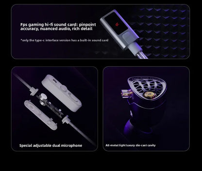 KZ Phantom HIFI In-Ear Gaming Earphone 4-Speed Custom Tuning Switch DSP Game Sound Card For PC Wired Headphones Gifts