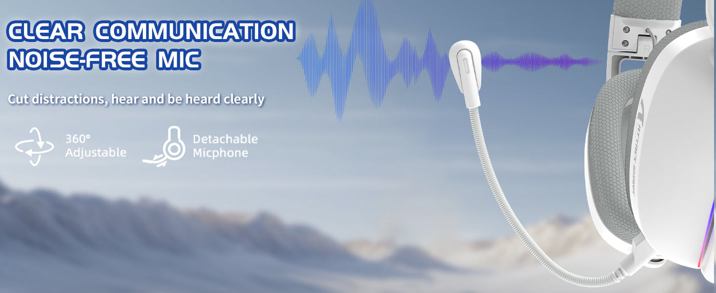 MAMBASNAKE x ATTACK SHARK L90 RGB Wireless Gaming Headset, Triple Modes, Foldable Headphone with Detachable Mic