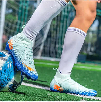 Pro Performance High-Cut Soccer Boots FG Long Studs Breathable Lightweight Cleats for Outdoor Grass Matches and Daily Training