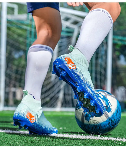Pro Performance High-Cut Soccer Boots FG Long Studs Breathable Lightweight Cleats for Outdoor Grass Matches and Daily Training