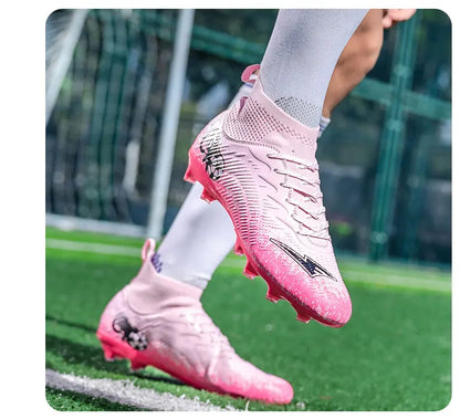 Pro Performance High-Cut Soccer Boots FG Long Studs Breathable Lightweight Cleats for Outdoor Grass Matches and Daily Training