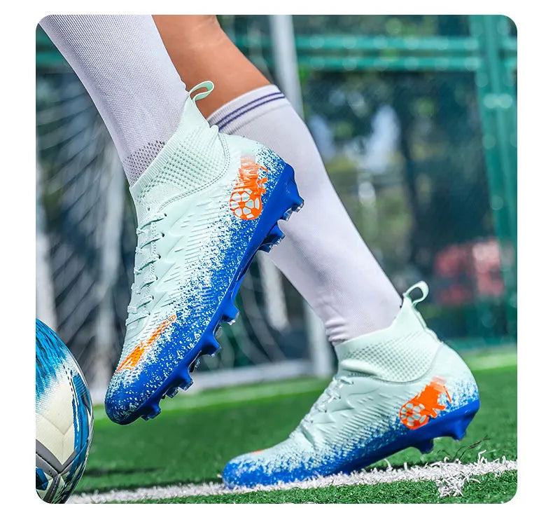 Pro Performance High-Cut Soccer Boots FG Long Studs Breathable Lightweight Cleats for Outdoor Grass Matches and Daily Training