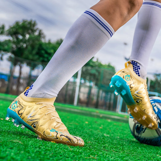 Men's Professional Football Boots High-Top Soccer Cleats FG & TF Sneakers for Outdoor Training & Matches Multi-Color Wear-Resistant