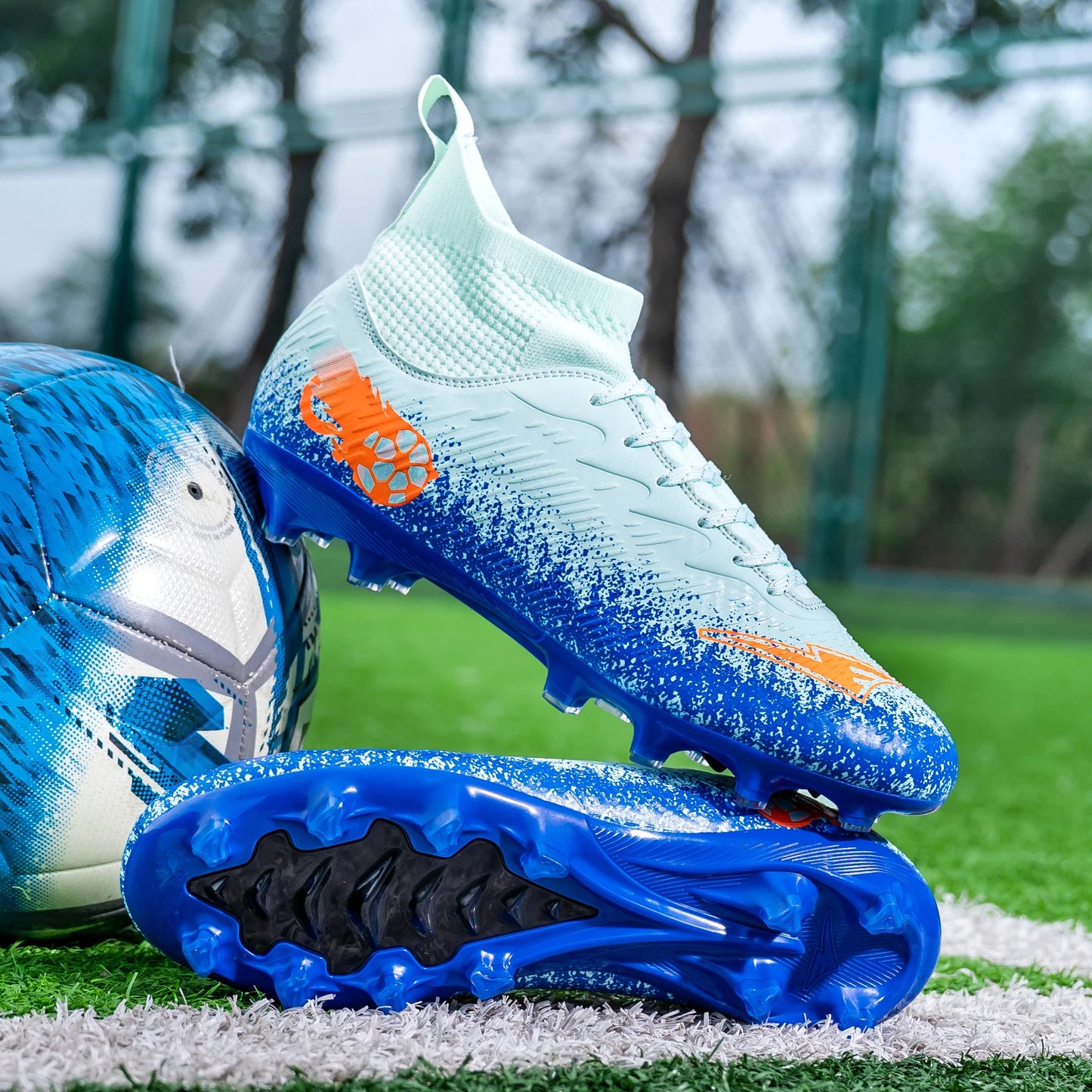 Pro Performance High-Cut Soccer Boots FG Long Studs Breathable Lightweight Cleats for Outdoor Grass Matches and Daily Training
