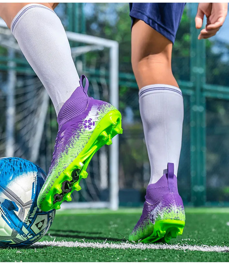 Pro Performance High-Cut Soccer Boots FG Long Studs Breathable Lightweight Cleats for Outdoor Grass Matches and Daily Training