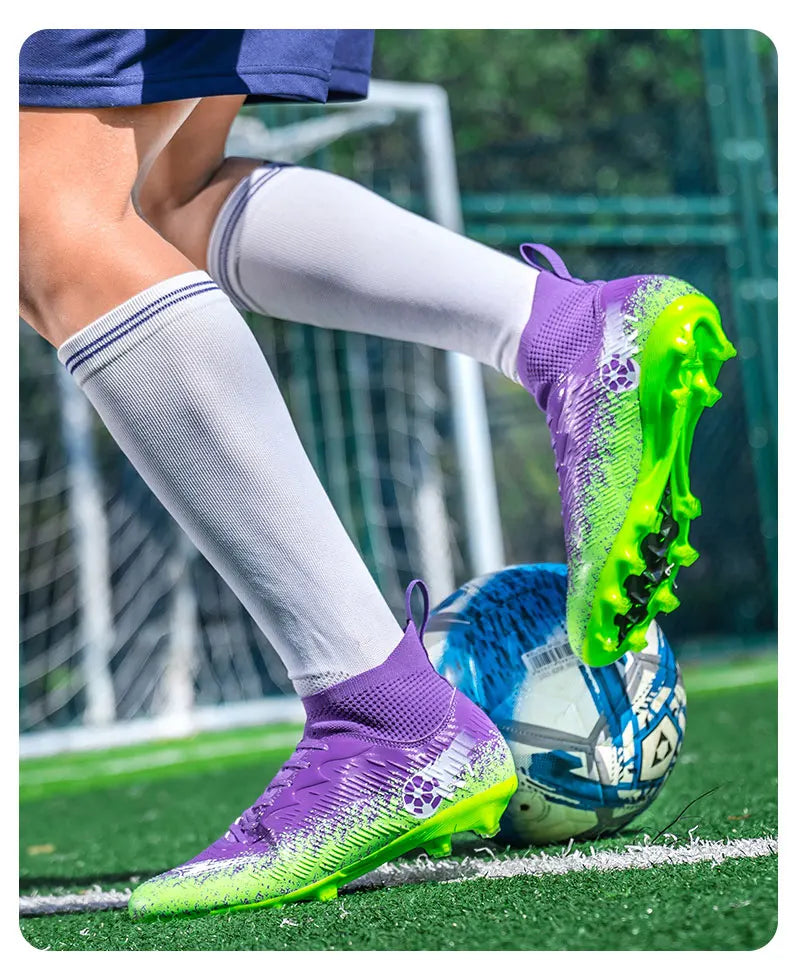 Pro Performance High-Cut Soccer Boots FG Long Studs Breathable Lightweight Cleats for Outdoor Grass Matches and Daily Training