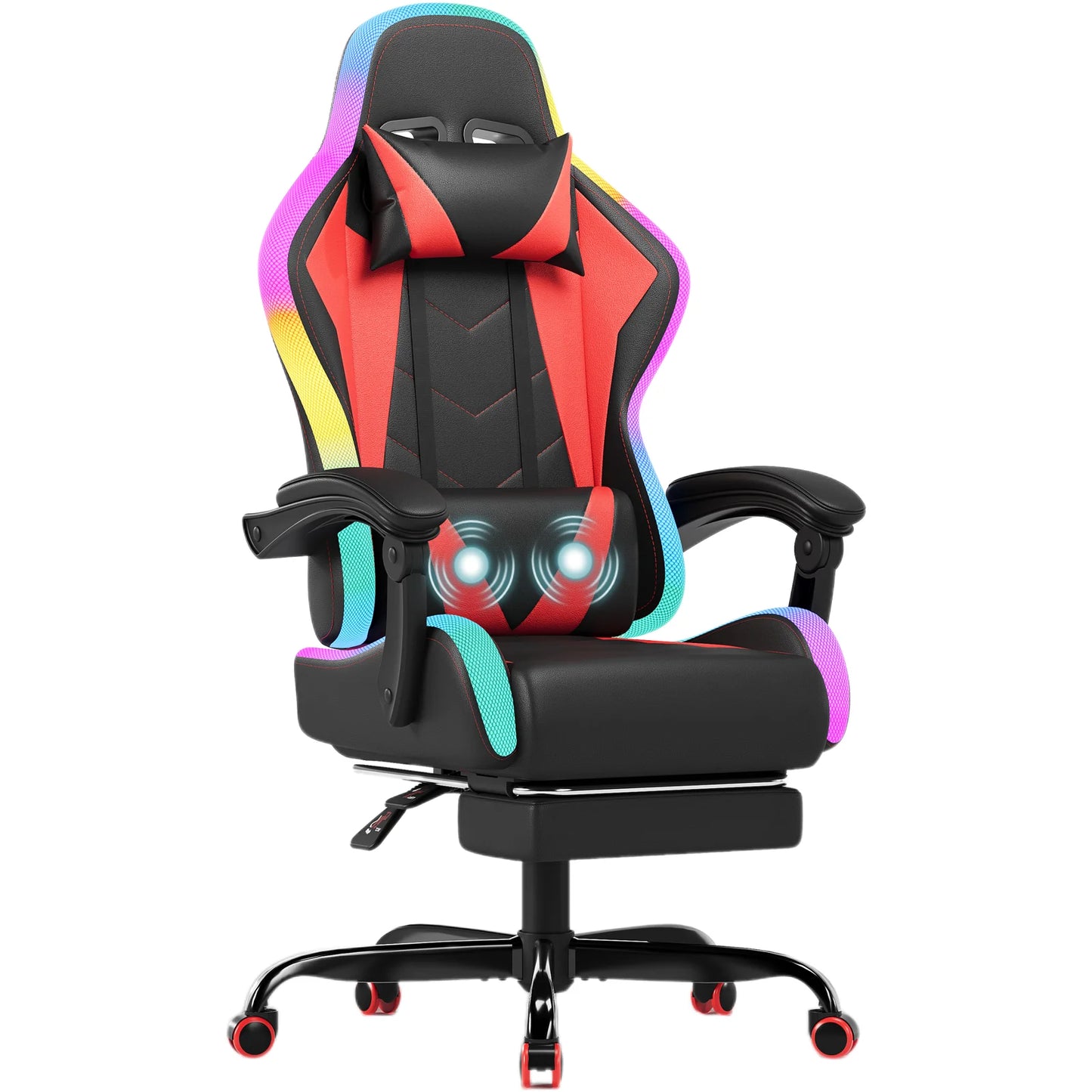 HOMALL LED Gaming Chair Multiple Light Effects Ergonomic with Footrest, Headrest and Lumbar Support Desk Chair