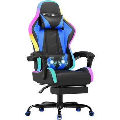 HOMALL LED Gaming Chair Multiple Light Effects Ergonomic with Footrest, Headrest and Lumbar Support Desk Chair