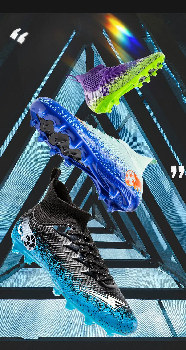 Pro Performance High-Cut Soccer Boots FG Long Studs Breathable Lightweight Cleats for Outdoor Grass Matches and Daily Training