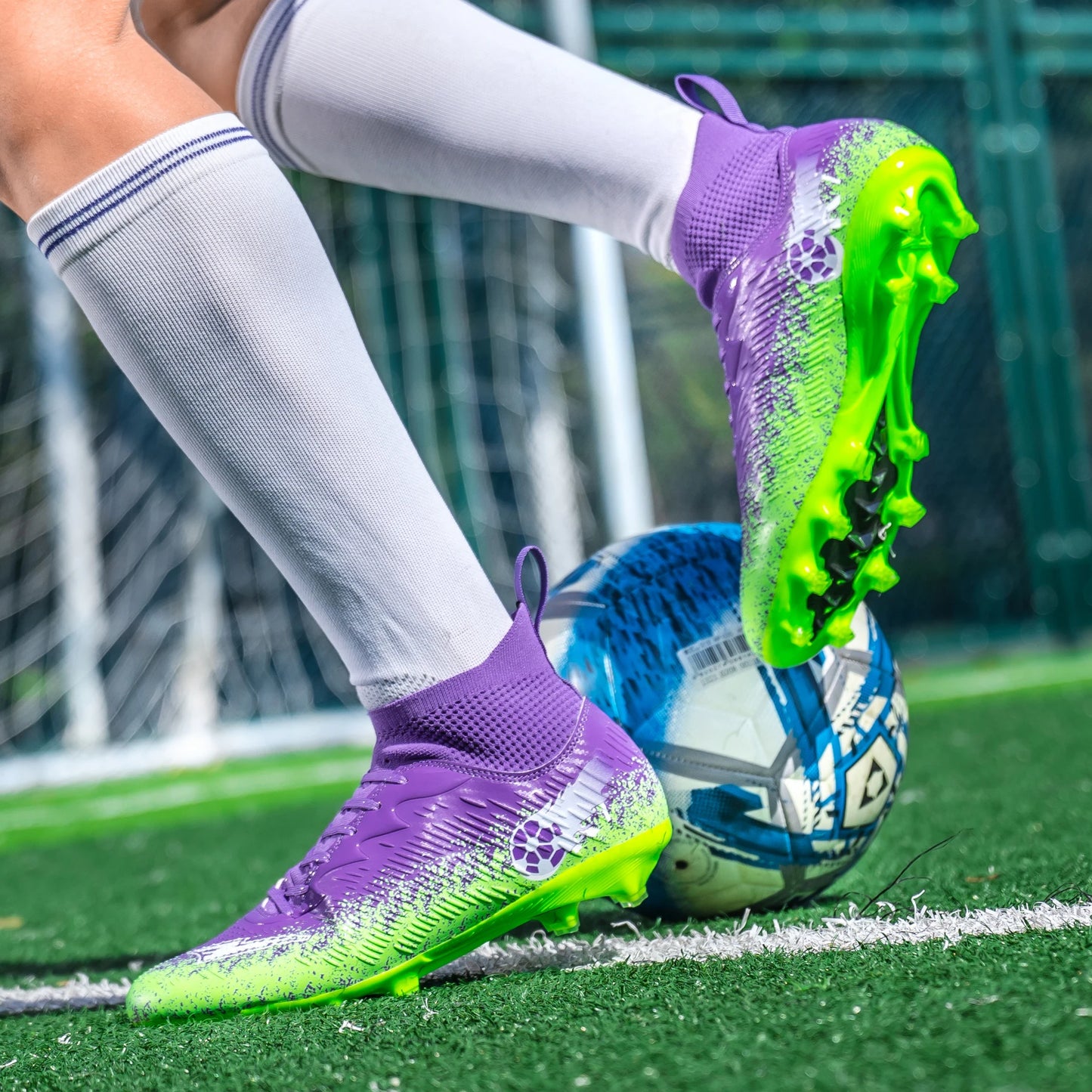 Pro Performance High-Cut Soccer Boots FG Long Studs Breathable Lightweight Cleats for Outdoor Grass Matches and Daily Training