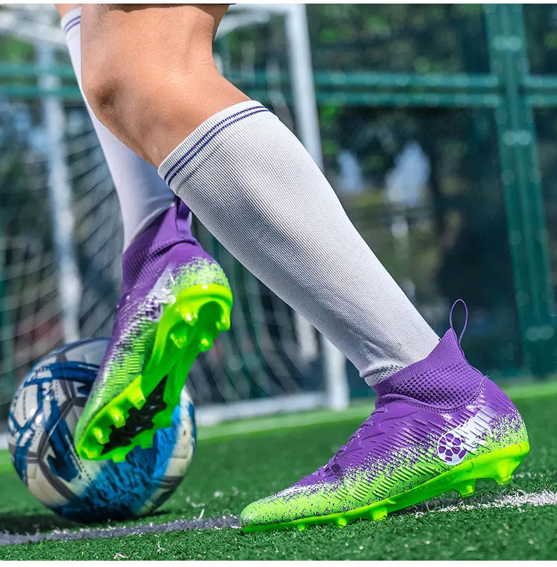 Pro Performance High-Cut Soccer Boots FG Long Studs Breathable Lightweight Cleats for Outdoor Grass Matches and Daily Training