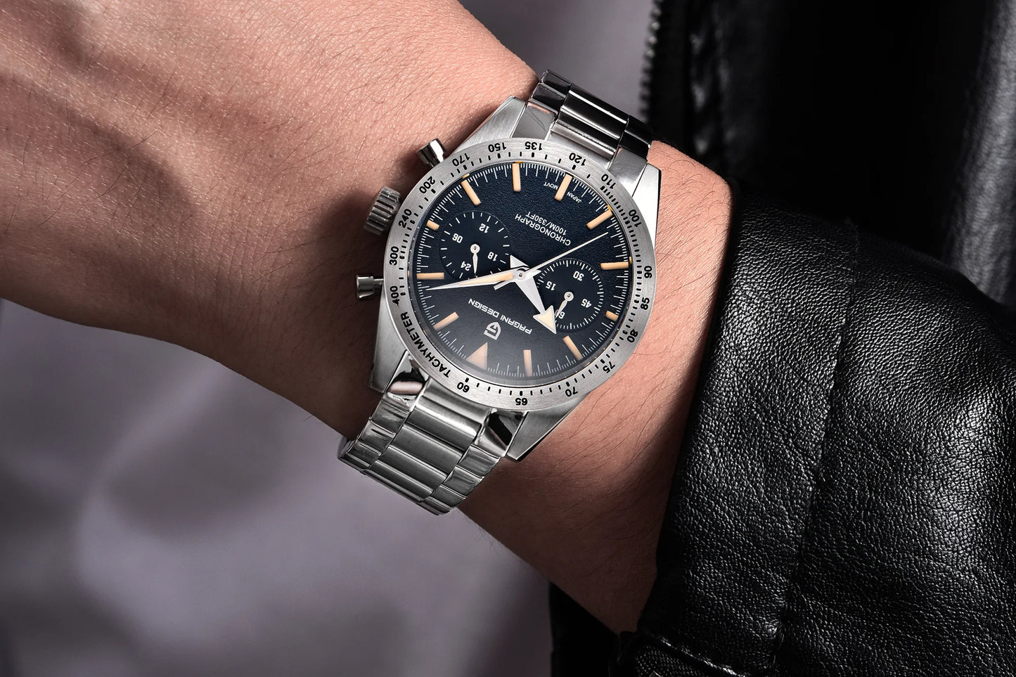 PAGANI DESIGN 2024 New Wide arrow Moon Men's Watches Luxury Quartz Watch For Men Sport Retro Chronograph VK64 AR Sapphire glass