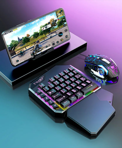 Kit Mobilador Gamer Kit Gaming Keyboard Mouse Mobile Games Converter 3 In 1 Combo One Hand Keyboard for PUBG Mobile Games TF900