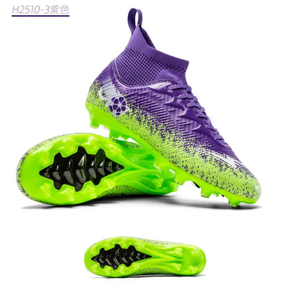 Pro Performance High-Cut Soccer Boots FG Long Studs Breathable Lightweight Cleats for Outdoor Grass Matches and Daily Training