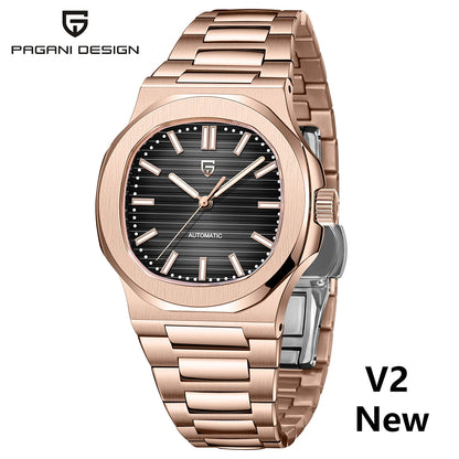 PAGANI DESIGN 2026 New Luxury Automatic Watch  Men Mechanical Wristwatch Stainless Steel Sapphire glass 40MM Barrel dial Watch