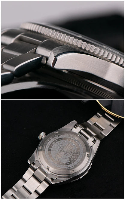 Comes With Rubber Strap Man's Automatic Watch Quartz Swiss Movement BGW9 Luminous Bezel 4-Pin GMT 150 Meters Waterproof Diving