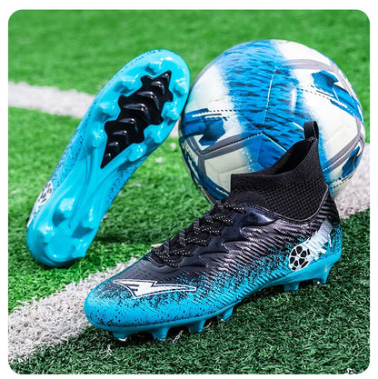 Pro Performance High-Cut Soccer Boots FG Long Studs Breathable Lightweight Cleats for Outdoor Grass Matches and Daily Training