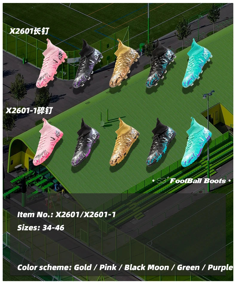 Professional Adult Men's Breathable Football Shoes With Long Studs Wear-Resistant Anti Slip