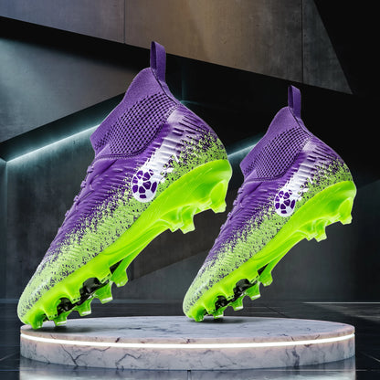 Pro Performance High-Cut Soccer Boots FG Long Studs Breathable Lightweight Cleats for Outdoor Grass Matches and Daily Training