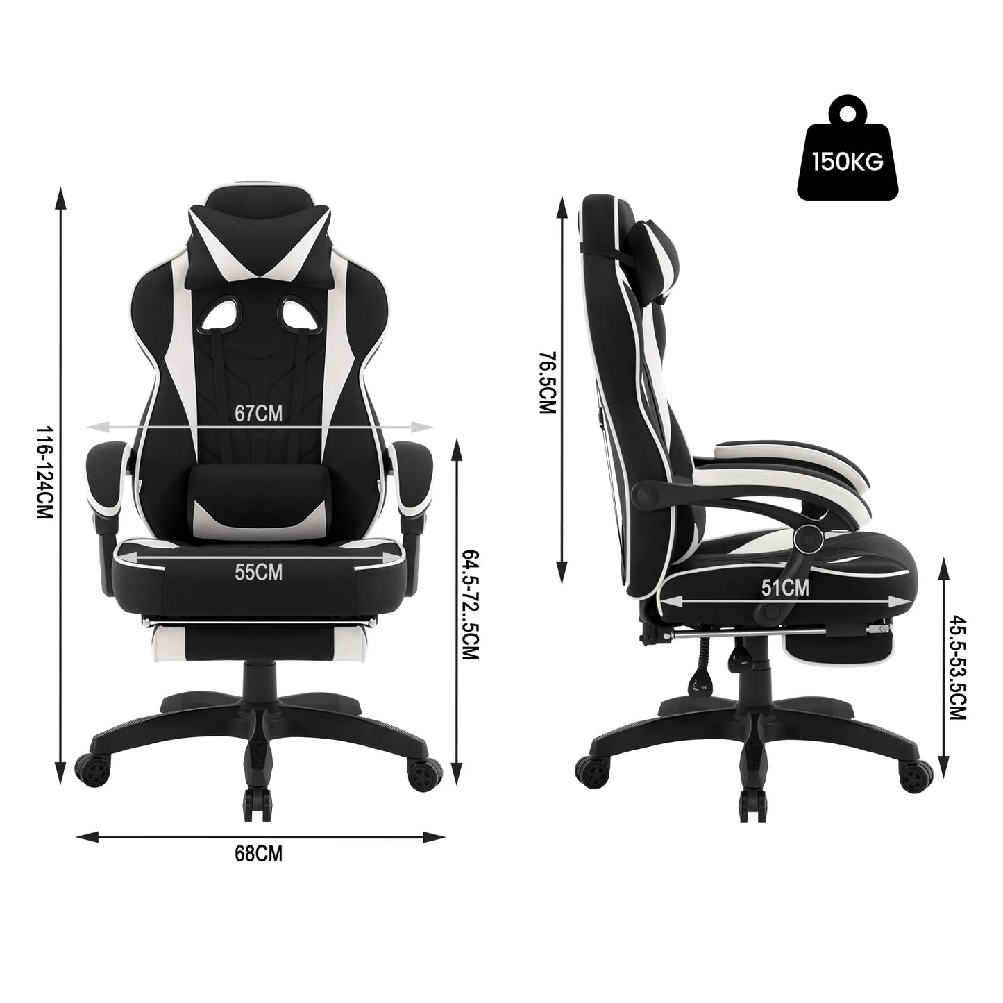 WOLTU Executive Office Chair Breathable Gaming Chair Ergonomic Gamer Computer Chair with Lumbar Cushion Headrest Footrest