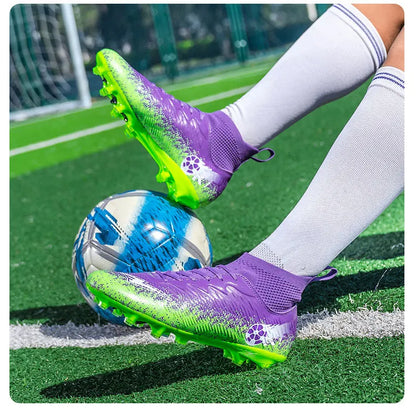 Pro Performance High-Cut Soccer Boots FG Long Studs Breathable Lightweight Cleats for Outdoor Grass Matches and Daily Training