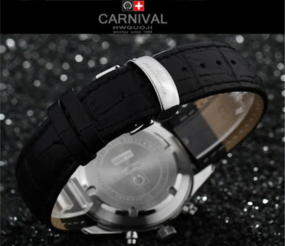 Chronograph luminous military running sport full steel men stop watch genuine leather strap luxury brand watches sapphire reloj