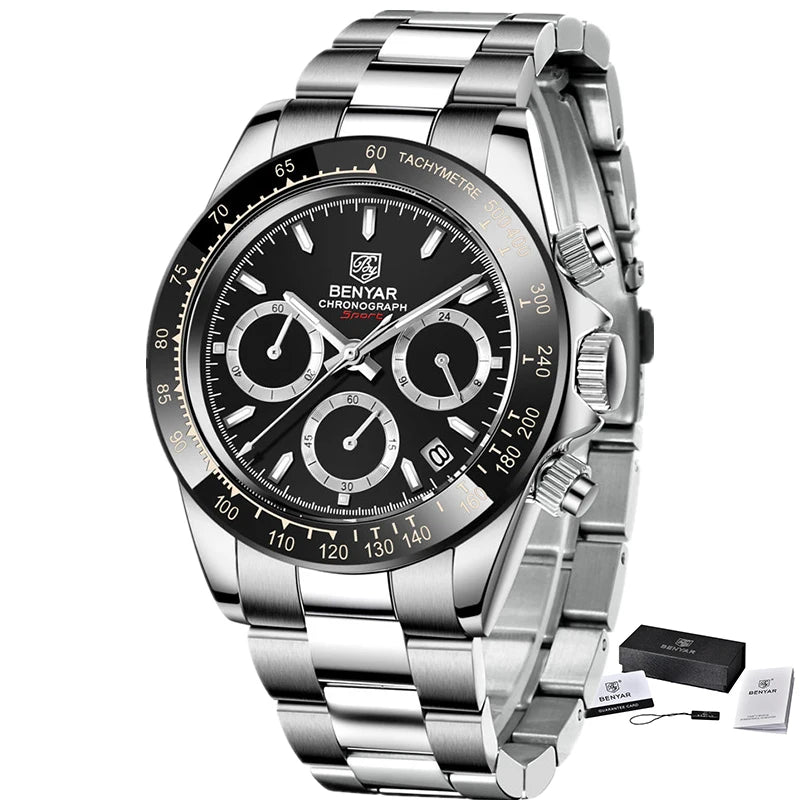 Relojes Hombre 2026 BENYAR New  Watches Men Luxury Brand Chronograph Male Sport Watches Waterproof Stainless Steel Quartz  Watch