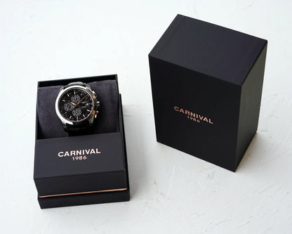 relogio masculino New Carnival Automatic Watches Men Business Mechanical Clock Leather Strap Waterproof Luxuey Brand Clock