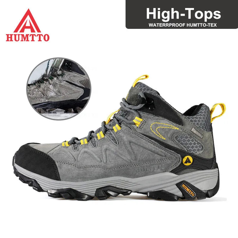 HUMTTO Waterproof Sneakers for Men Hiking Shoes Leather Trekking Boots Women Camping Hunting Mens Mountain Tactical Ankle Boots