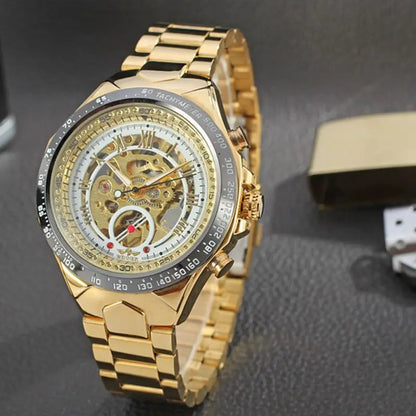 WINNER mekanisk automatisk herreur – Skeletmodel, armbånd i rustfrit stål, sporty design, luksusmærke