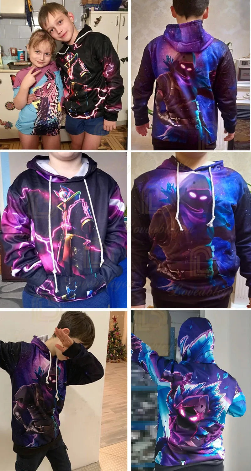 3D-gedruckter Llama Fortnite Hoodie Battle Royale Cartoon-Sweatshirt für Herren und Damen, Game-Hero-Kapuzenpullover für Teenager