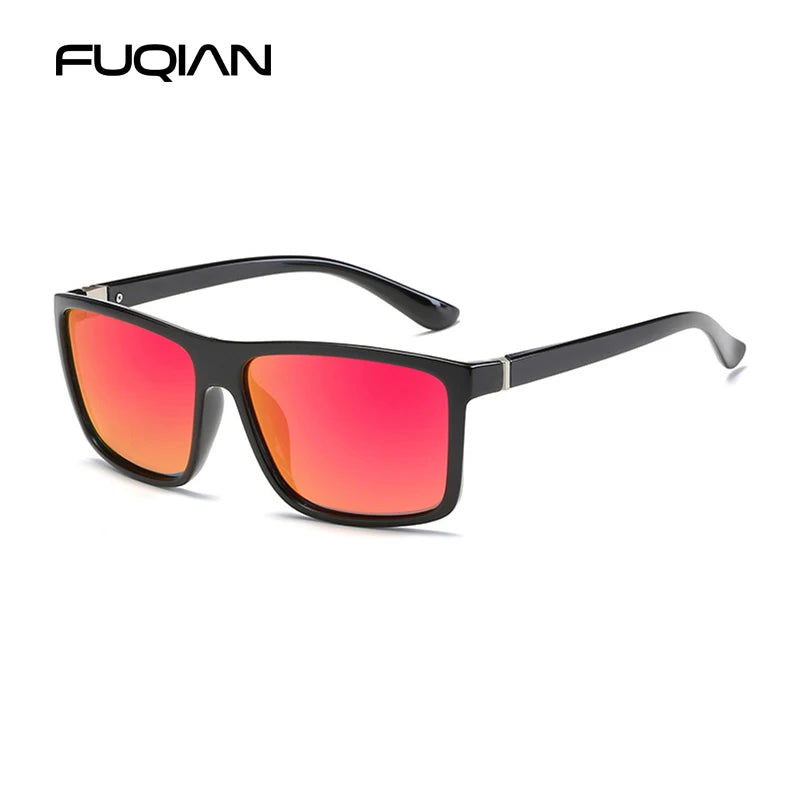 Classic Black Square Polarized Sunglasses Men Fashion Mirror Blue Sun Glasses Unisex Vintage Anti Glare Driving Shades UV400