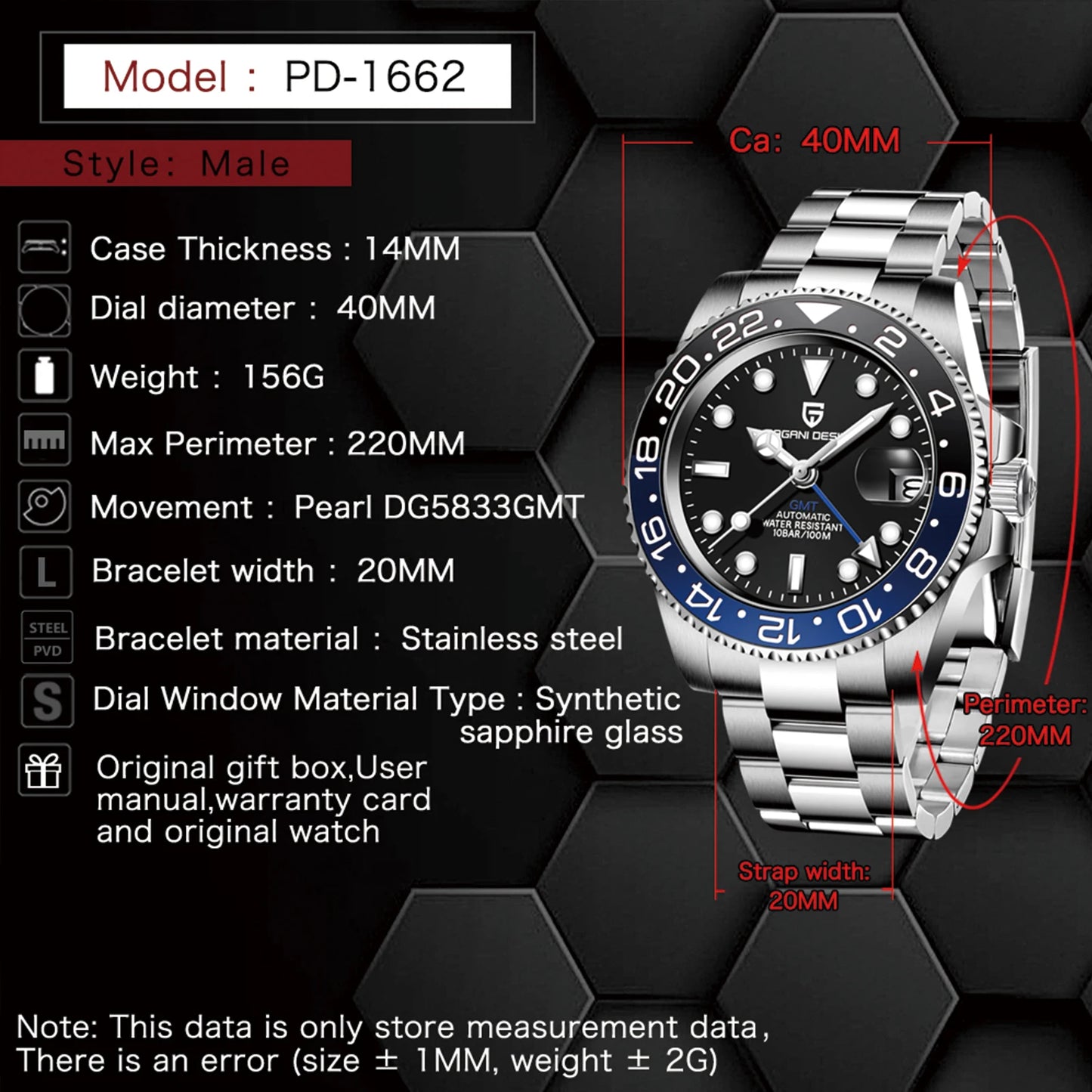 2026 New PAGANI DESIGN Luxury Men Mechanical Watches Stainless Steel GMT Watch Top Brand Sapphire Glass Men Watch reloj hombre
