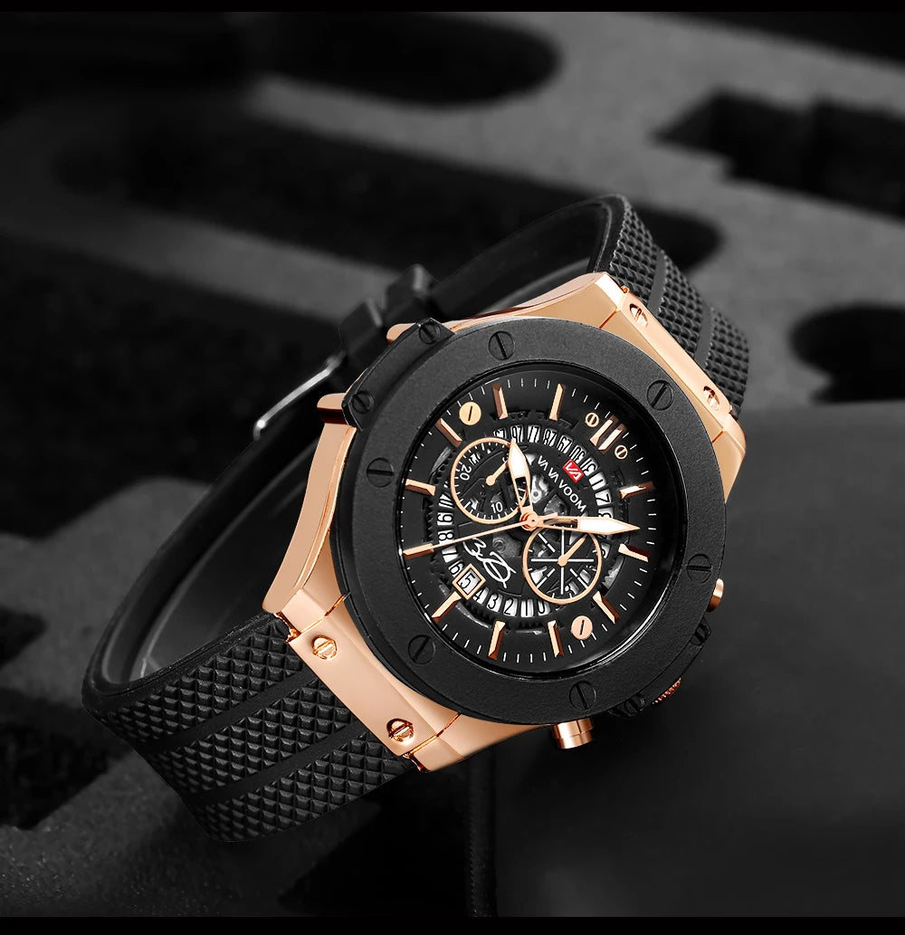 2023 New Men's Watch Top Brand Luxury Sports Silicone Strap Japanese Movement Calendar Quartz Waterproof Watch Relogio Masculino
